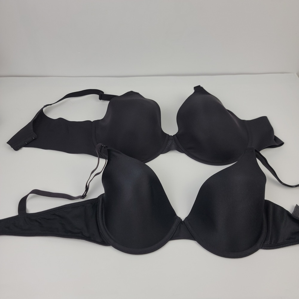 Maidenform Bali Womens 38D Black Underwire T-Shirt Bra Set of 2 07959 DF4481 - Picture 1 of 7